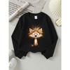 Girls' Crewneck Sweatshirt Furry Fox Cartoon Character Design Machine Washable, Spring And Autumn, Sportswear And Casual Wear