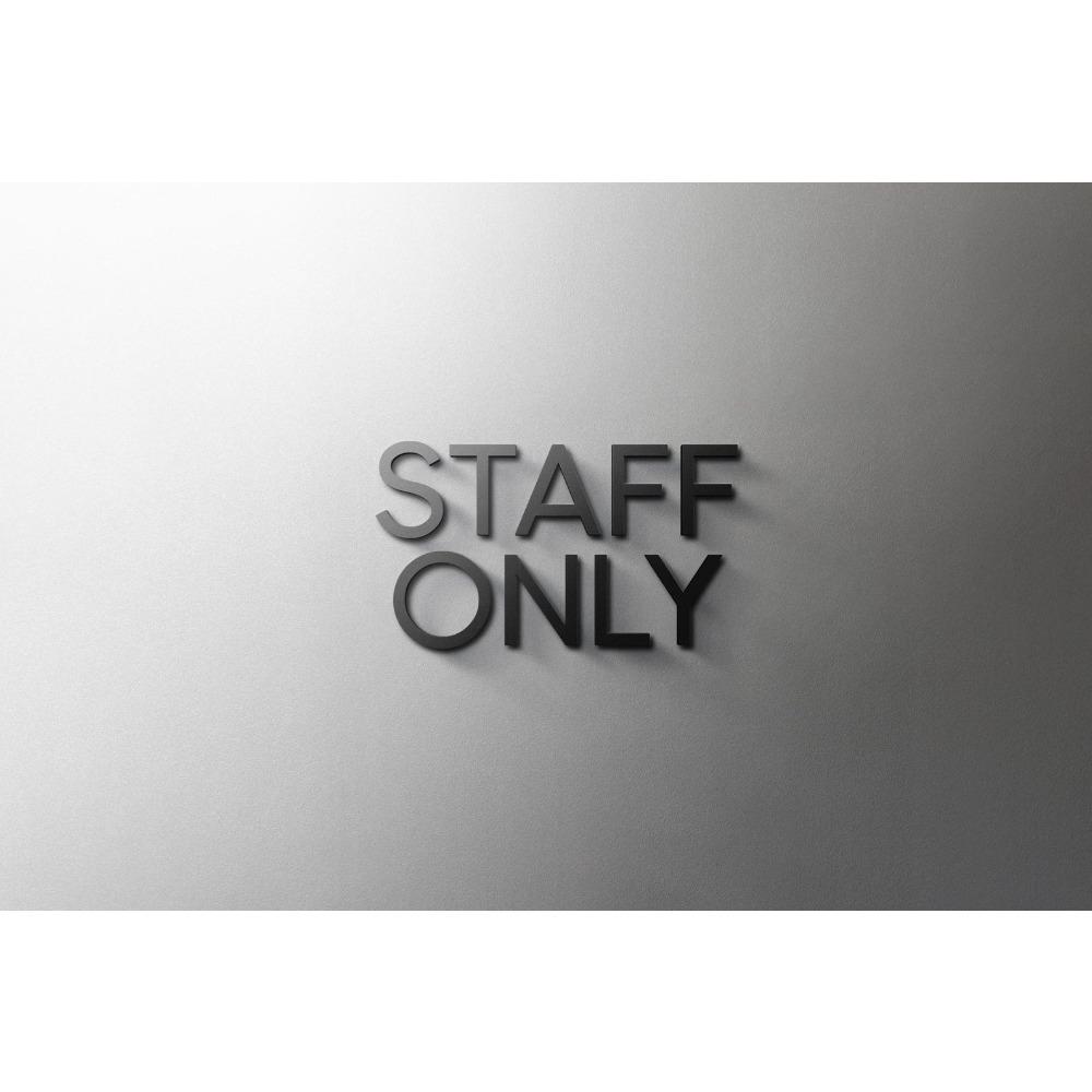 STAFF ONLY Sign - 3mm Acrylic Sign, 3D, Toilet, Modern, Minimal, Restaurant, Hotel Door Sign - Self Adhesive