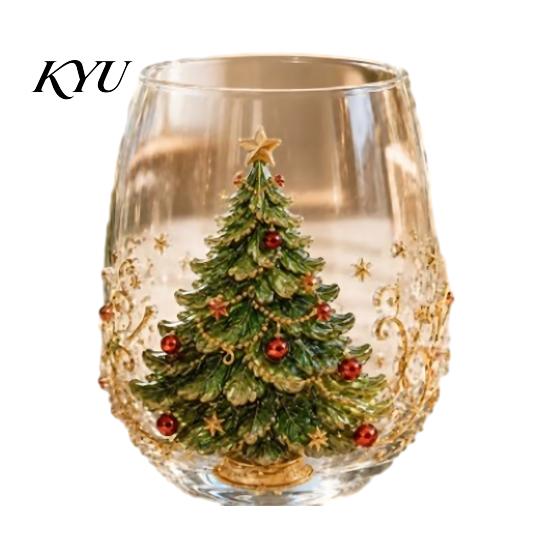 Feestelijk Ritueel Eetkamer Accessoire 330ML Kerst Glas Waterbeker, Krans/Kerstman/Hert/Kousen/Sneeuwman Patroon Feestelijk Glaswerk Seizoensgebonden