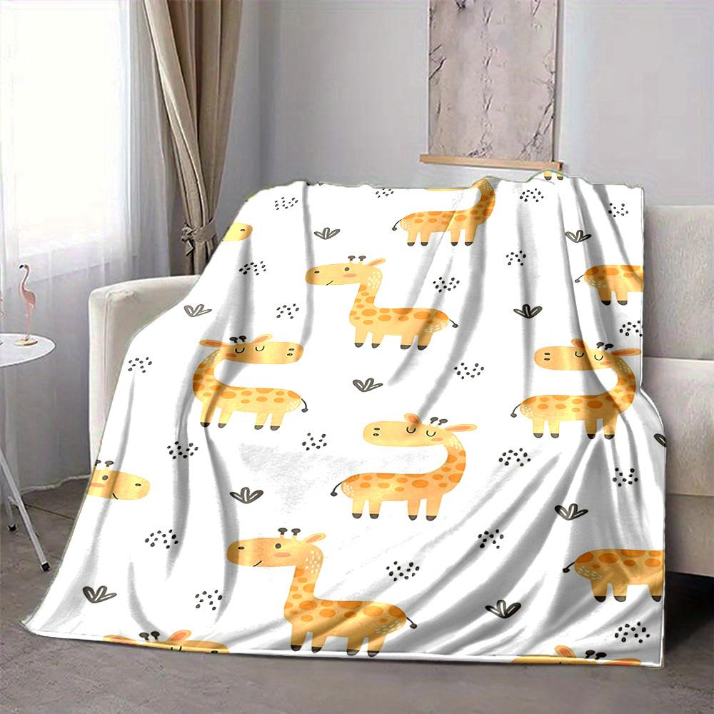 

1pc Giraffe Pattern Blanket, Lightweight Flannel Throw Blanket for Sofa, Bed, Travel, Camping, Living Room, Office, Couch, Chair, and Bed 80cmx120cm