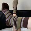 Maillard Contrasting Striped Medium Tube Socks Children'S Retro Mori Breathable Birkenstocks Double Needle Stacking Socks