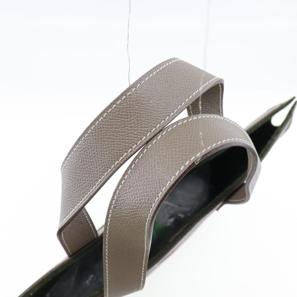 HERMES Petit Ash Tote Bag Etope Green / Brown Epsom/felt unisex Used