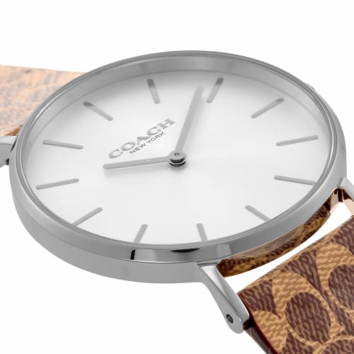 Coach PERRY Women's 36mm Silver Dial Stainless Steel Quartz Watch (14503122) in Brown