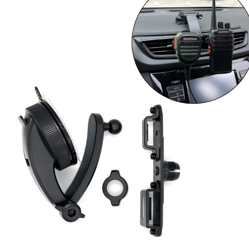Car Dashboard Transceiver Mount Adjustable Hand Microphone Stand with Strong Suction Cup for Vehicle Communication