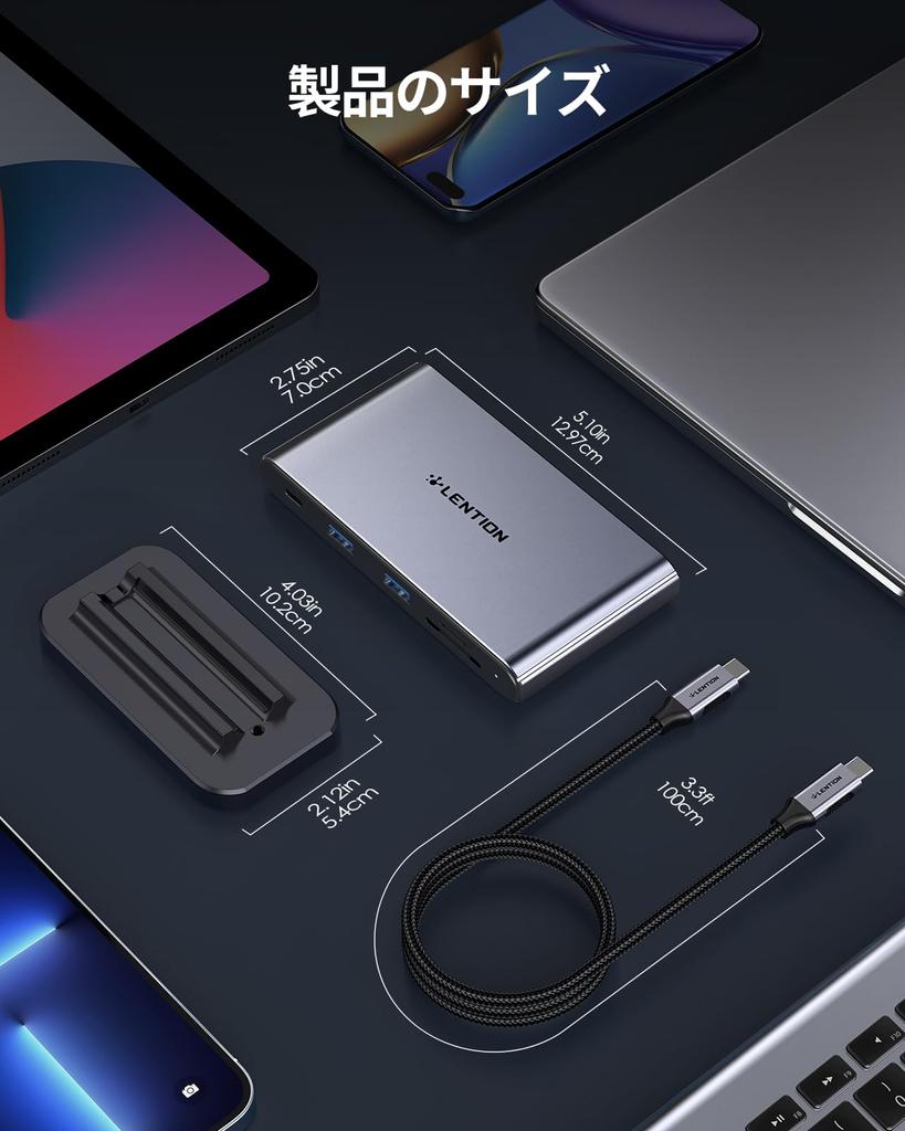 LENTION Vertical USB C Docking Station 10in1 4K HDMI 5Gbps High Speed Data Transfer Micro Card Reader 100W PD Compatible Type C Hub Type C 2 Ports