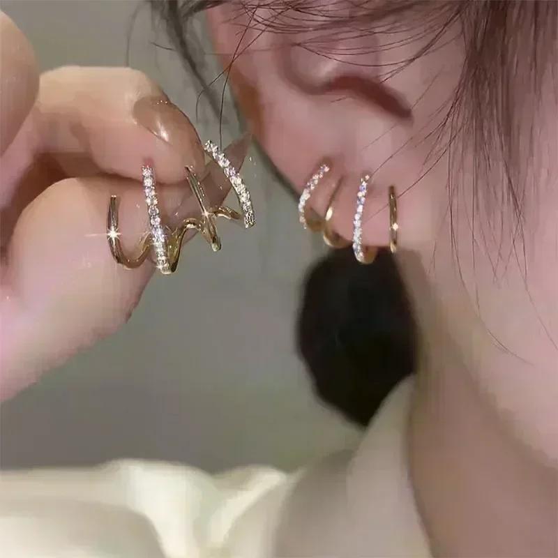 Geometric Square White Crystal Pendant Earrings For Women Fashionable Personalized Daily Accessory Party Jewelry Birthday Gifts
