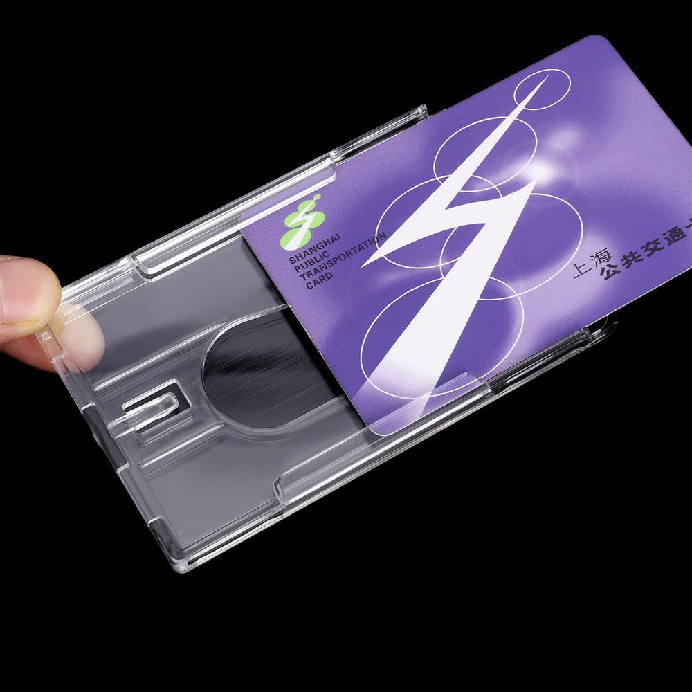 10x6cm Plastic Vertical Clear Badge Holder Double Card ID case Transparent