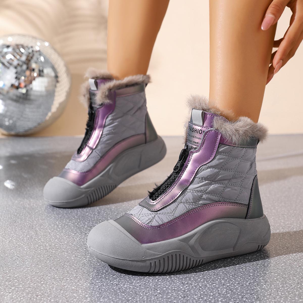 

Fashion Soft Thick Bottom Furry Sneakers Women 2025 Winter Comfort Non Slip Fluffy Fur Snow Boots Warm Thick Plush Woman s Casual Shoes 40 лавандовый