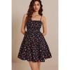Women Floral Print Spaghetti Strap Dress High Waist Ruffle Hem Casual Summer Mini Dress