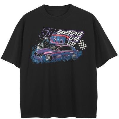 Streetwear Racing Car Graphic T-Shirt Cotton Unisex Tops Tees Summer Short Sleeves T Shirt