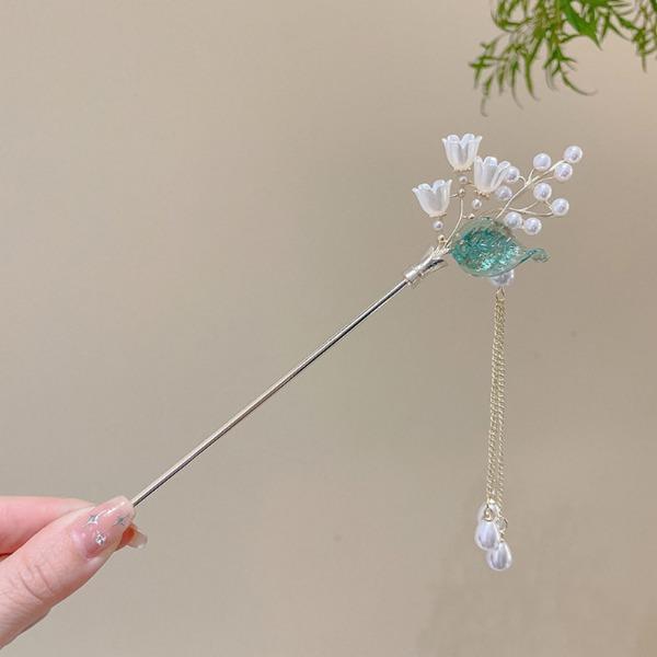 Horquilla de Flores de Lujo Ligero Para Mujer Estilo Chino Floral Mariposa Borla Palillo para el Cabello Elegante Joyería de Metal Horquilla Pinzas para el Cabello