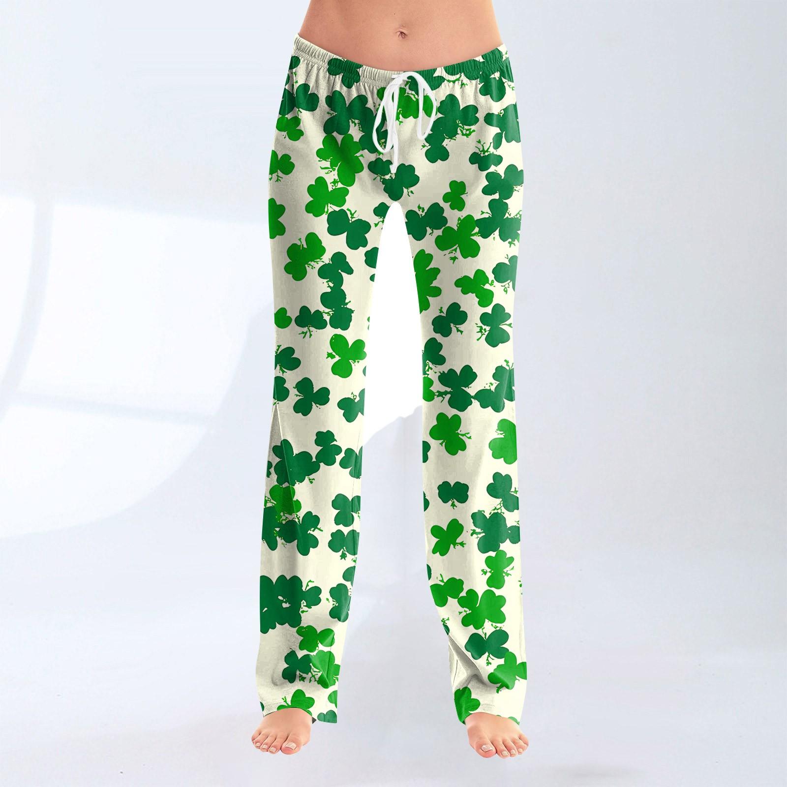 

Женская мода Свободный повседневный St. Повседневные брюки с принтом ко Дню Святого Патрика L армия зеленый