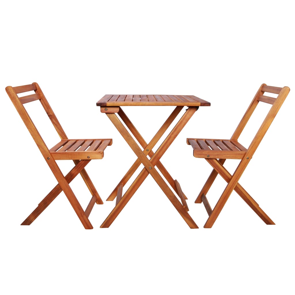 3 Piece Foldable Bistro Set Solid Acacia Wood