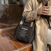 Casual alphabet canvas bag Women's large-capacity portable tote bag Bento bag Student lunch box bag Hand carry storage bag