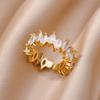 Geometric Zircon Rings for Women Stainless Steel Adjustable Ring 2023 New Trend Luxury Wedding Aesthetic Zircon
