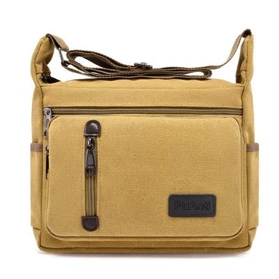 Men's Canvas Crossbody Bag Multi-Zip Pocket Casual Shoulder Bag