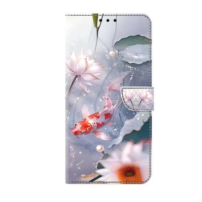Koi kapr vzor PU kožená peněženka Flip fotorámeček Book Case pro iPhone Samsung Huawei Honor Xiaomi Redmi Oppo Sony Motorola Nokia Google