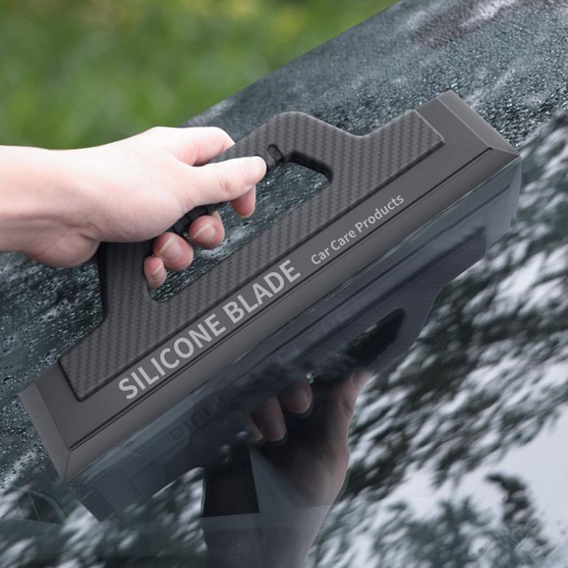 Car Wash Scraper - Carbon Fiber Pattern, Silicone, Paint-Safe, Multi-Functional Water Blade Cleaning Tool