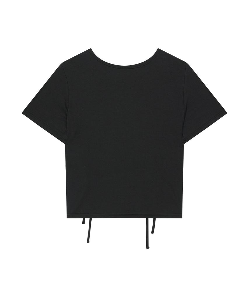 Aejeuyua Horse Eyelet Oversized T-Shirt Black