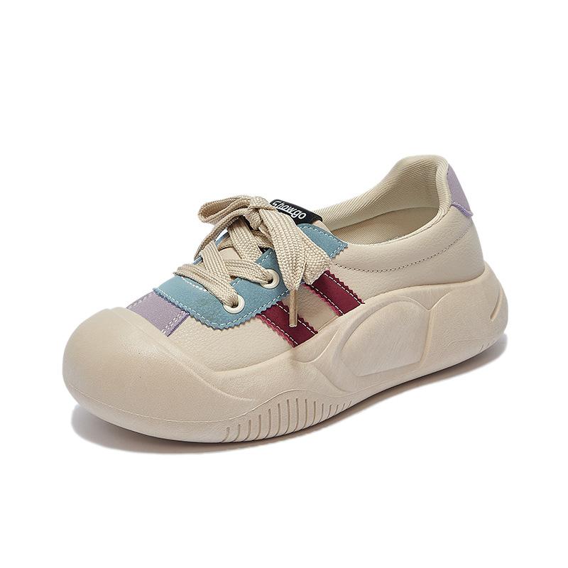 Wiosenne Białe Buty Nowy Styl Butów Sportowych na Grubej Podeszwie Podwyższającej dla Studentek Buty Casualowe