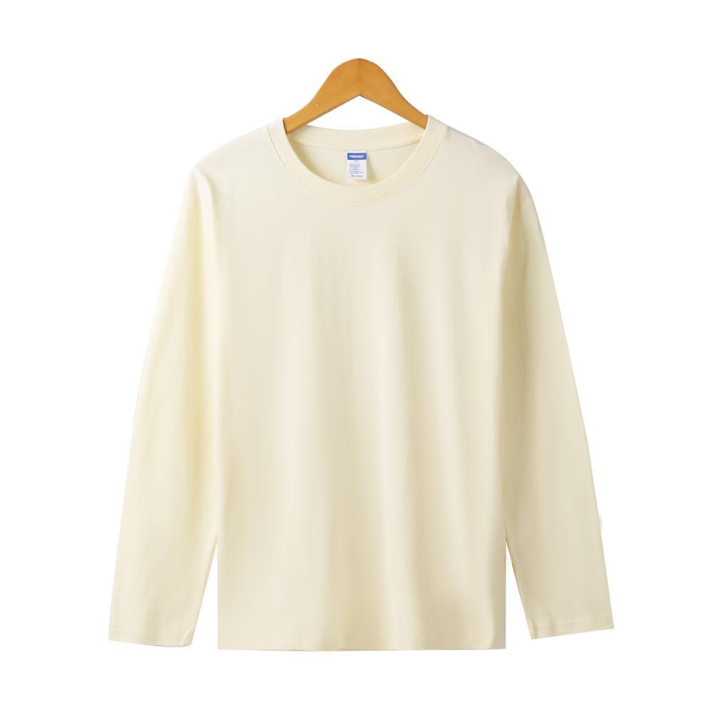 Heavy Double Yarn Long Sleeve Cotton T-shirt with Custom LOGO