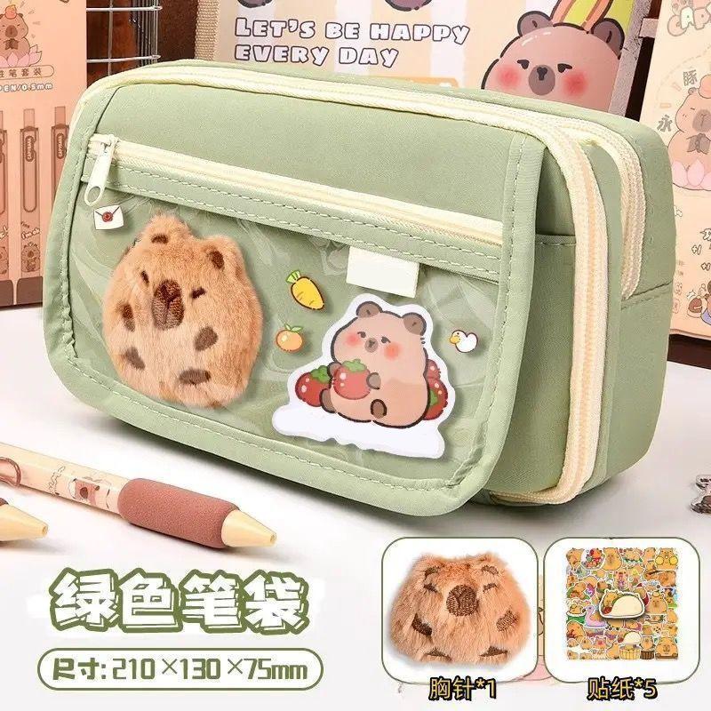 Capybara Pencil Case Large Capacity Multi-Layer Cute Stationery Bag for School Girls Kids Pen Pouch Organizer