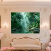 (2D Plane) 1 Piece - Tropical Jungle River Photography Backdrop Fabric  Polyester Material  Suitable for Gardens
