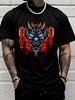 Classic Japanese Oni Mask Lantern Street Graphic Unisexs Cotton Crew Neck Tee Short Sleeve Loose Casual Daily Street Male Wear Top