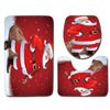 4pcs Shower Christmas Curtain Toilet Cushion Set Cover Mat Pad Rug Xmas Bathroom