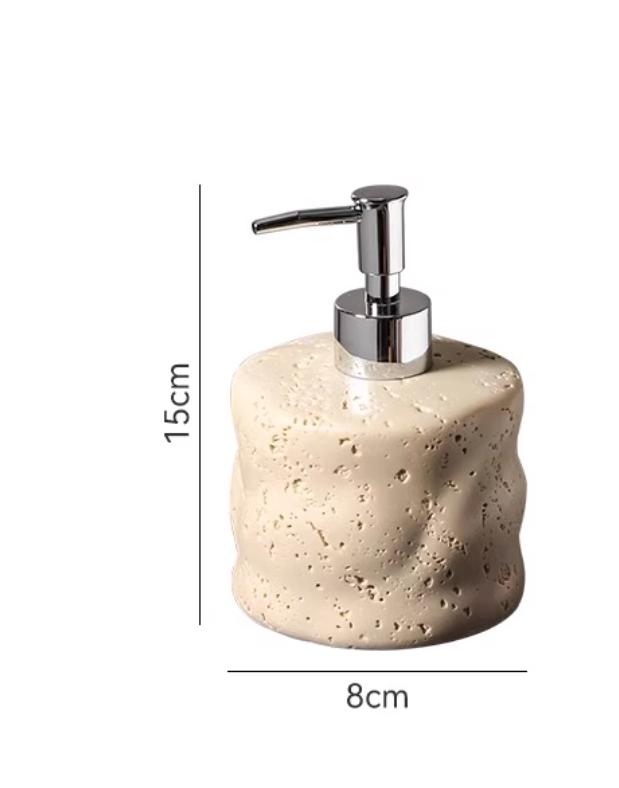 Light Yellow Imitation Cave Stone Soap Dispenser, Bathroom Supplies, Shampoo Dispenser, Soap Box, Sink, Storage Tray, Resin