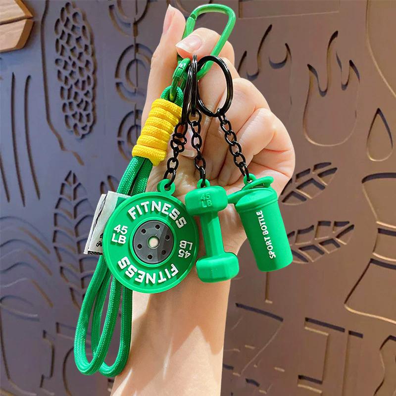 Bag Charm Hand-Woven Fitness Weight Mini Dumbbell Gym Lover DIY Girl Nylon Rope Pendant