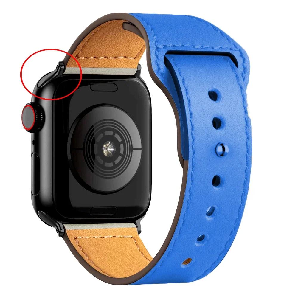 Leather Bands for Apple Watch Ultra 2 49mm 41mm/45mm 44mm 40mm 46mm/42mm Wrist Bracelet Strap IWatch Series 9 8 7 3 4 5 6 10