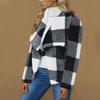 Ladies' Fashionable V Neck Long Sleeved Pocket Color Blocked Cardigan Flannel Warm Sleepwear Jacket