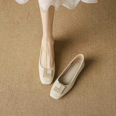 Fashion 2024 New Fashion Square Toe Shallow Slip-on Comfortable Solid Color Spring and Autumn Versatile Women's Shoes Zapatos Mujer