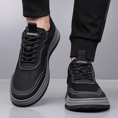 Men's Summer Hollow Breathable Mesh Anti Slip Casual Sports Shoes with Thick Soles, Comfortable and Versatile Base Fashionable