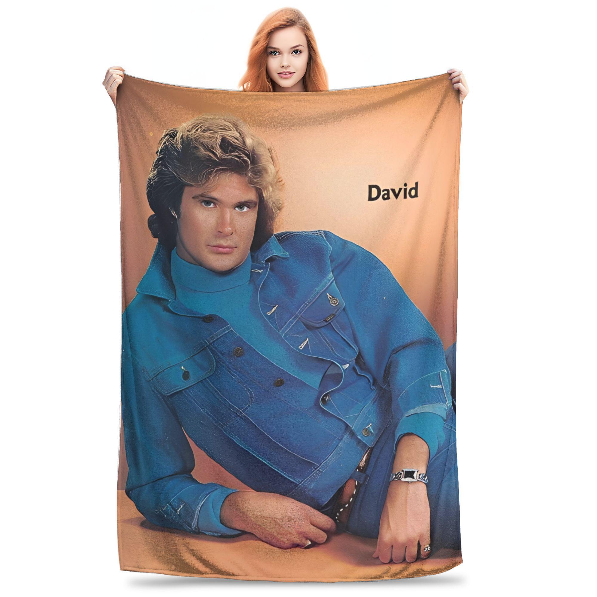 David Hasselhoff Flannel Blankets Winter Christmas Soft Durable Throw Blanket for Boy Outdoor Pattern Bedspread Sofa Bed Cover 75x90cm
