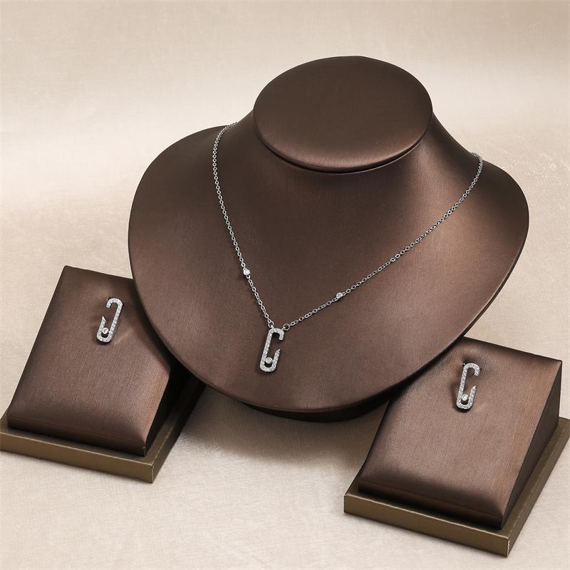 Exquisite ovale baumelnde Anhänger-Sets für Frauen, Mode, Büroklammer, Zirkonia, Ohrringe, Halskette, Schmuck, Mädchen, Party, Geschenke