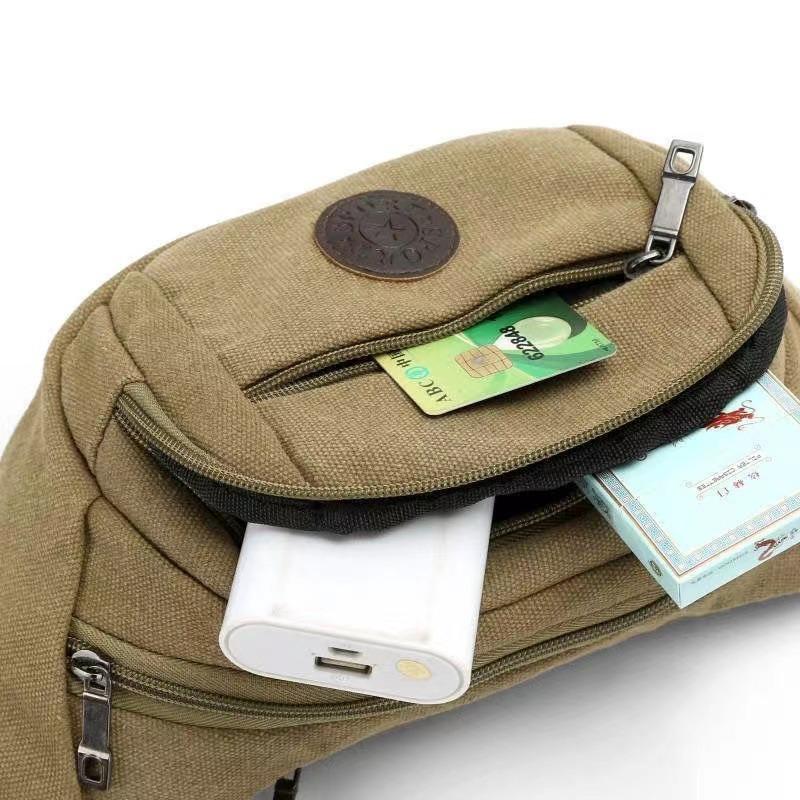 New Canvas Fanny Pack Men's Construction Site Work Mobile Phone Bag Outdoor Sports Running Casual Multi-functional Breast Bag Women