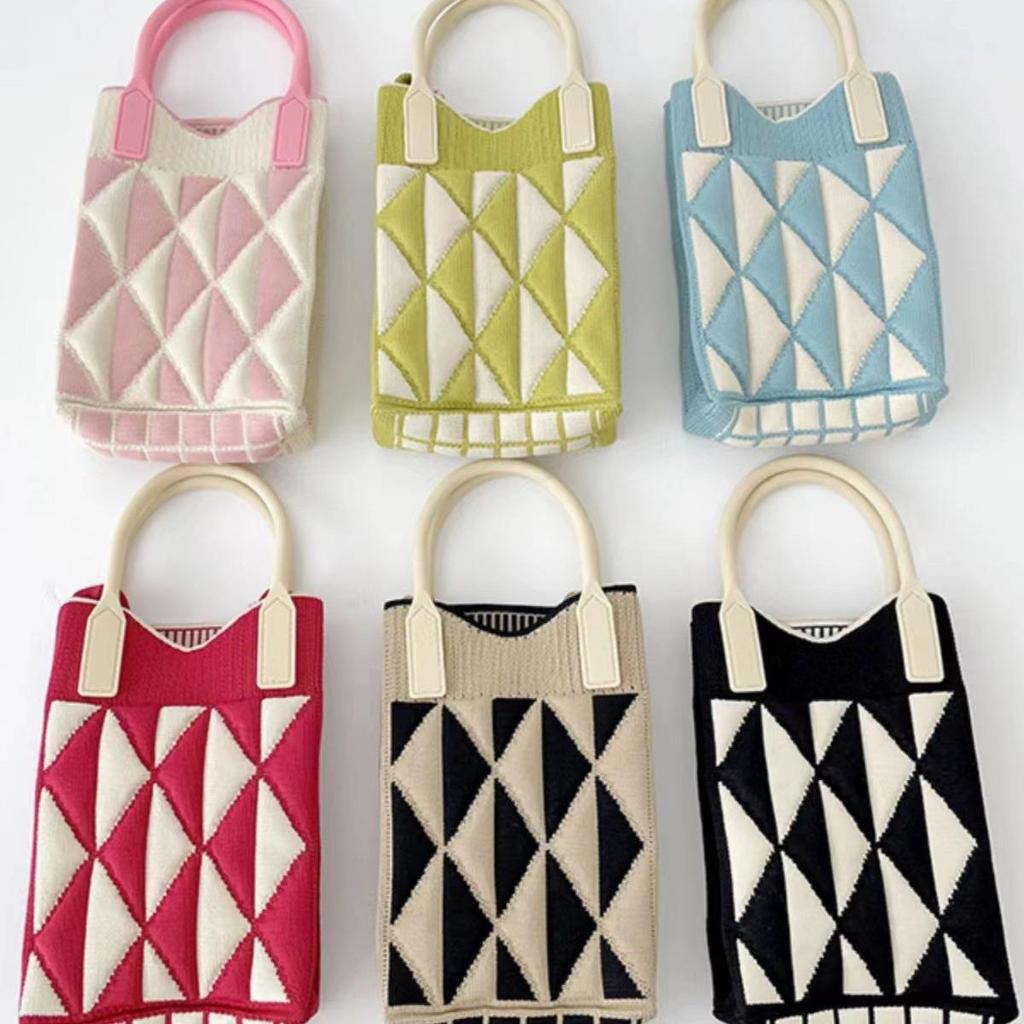 Korean Style Knitted Mini Crossbody Phone Bag – Women's Small Square Handbag