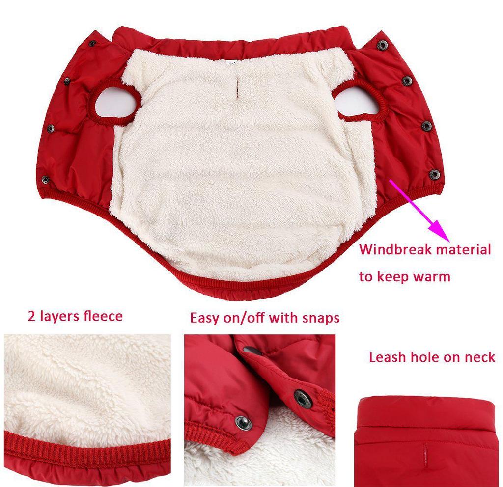 Thickened Cotton Snap Button Jacket for Dogs - Autumn/Winter Pet Apparel