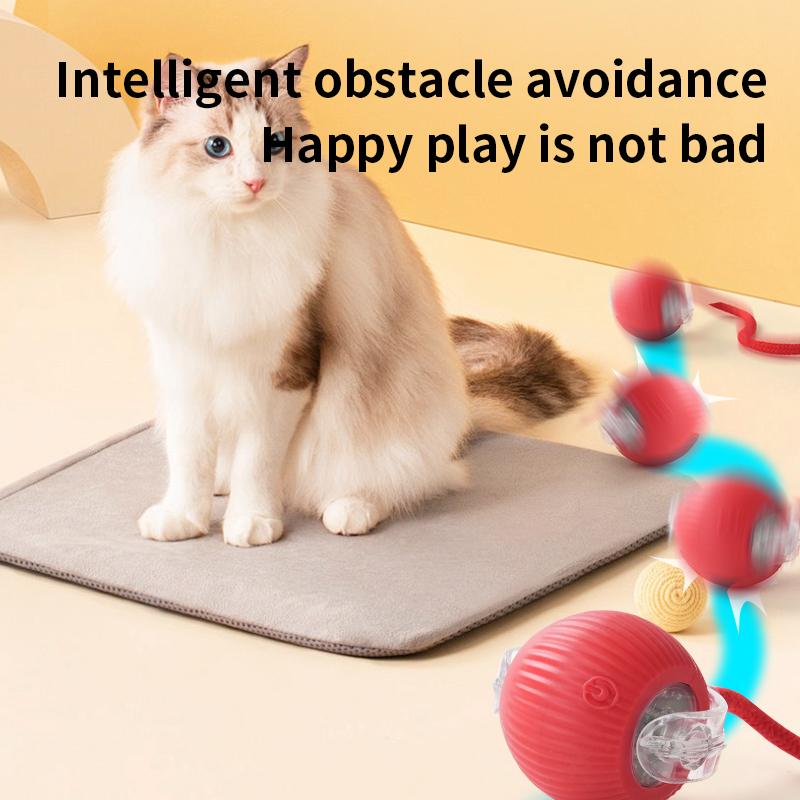New Electric Cat Ball Toys Automatic Rolling Ball With Teaser Bird Cat Toys Pet Interactive Smart Sensor Rechargeable Cat Toys