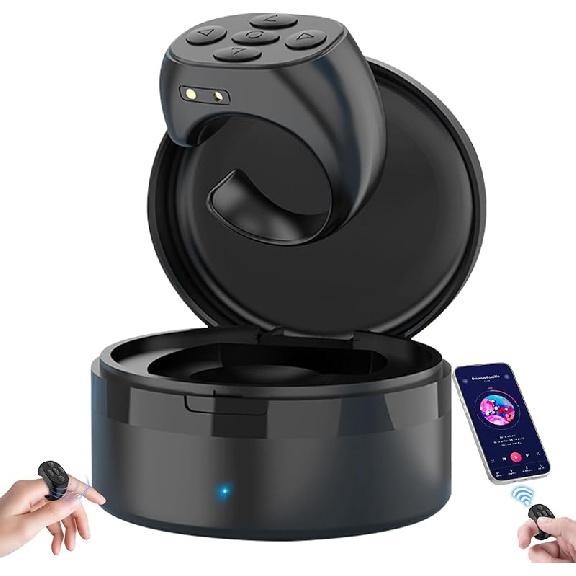 Беспроводной Bluetooth-пульт дистанционного управления на кончике пальца, Пульт дистанционного управления на кончике пальца, Кольцо-пульт дистанционного управления на кончике пальца, Пульт дистанционного управления для листания страниц в приложении (черны