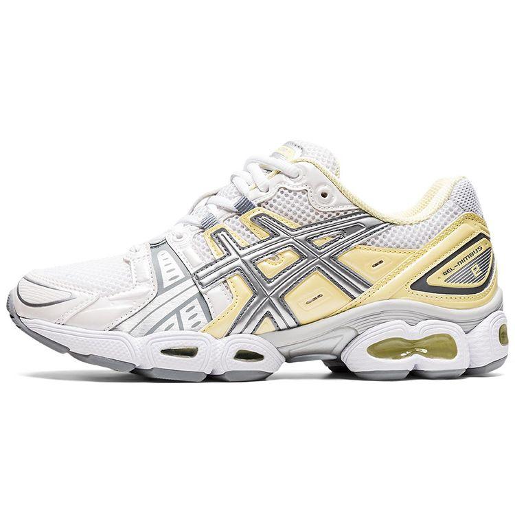 Asics Gel-Nimbus 9 Marathon Low-Top Running Shoes Women Running Shoes White Silver Yellow 1202A278-101