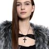 SENTIMENTS NO.475 [BLACK] KNOT CROSS LEATHER Necklace