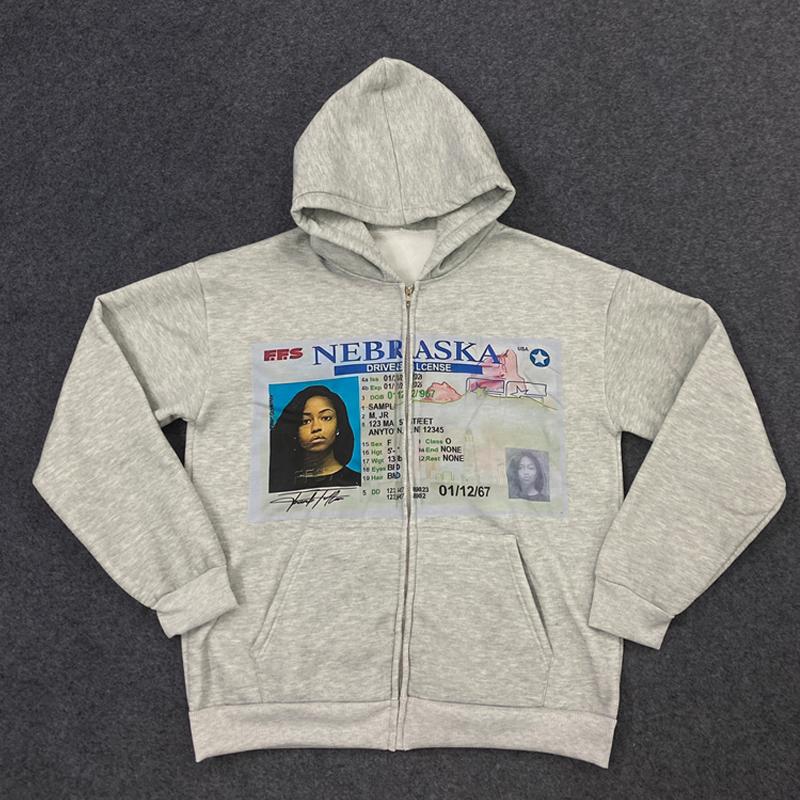 Evropská a americká Y2K personalizovaná tištěná mikina s dlouhým rukávem, retro streetová móda, mikina na zip