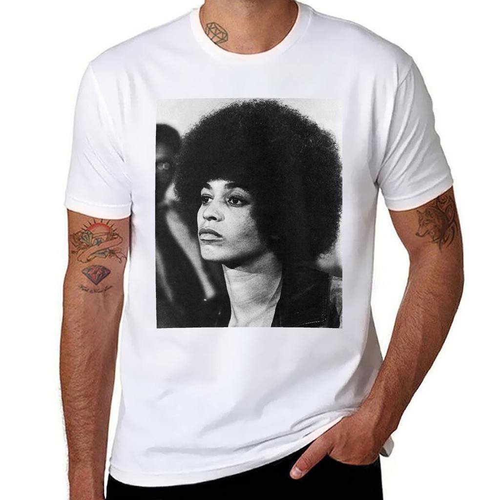 Angela Davis 60s Black Panthers Photo Tshirt Trendy Pattern Tshirt For Unisex