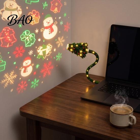 Holiday Party Decor Christmas Tree Projection Light, USB Plug-and-Play LED Projector with 6 Festive Indoor Light Scenes, Flexible Gooseneck