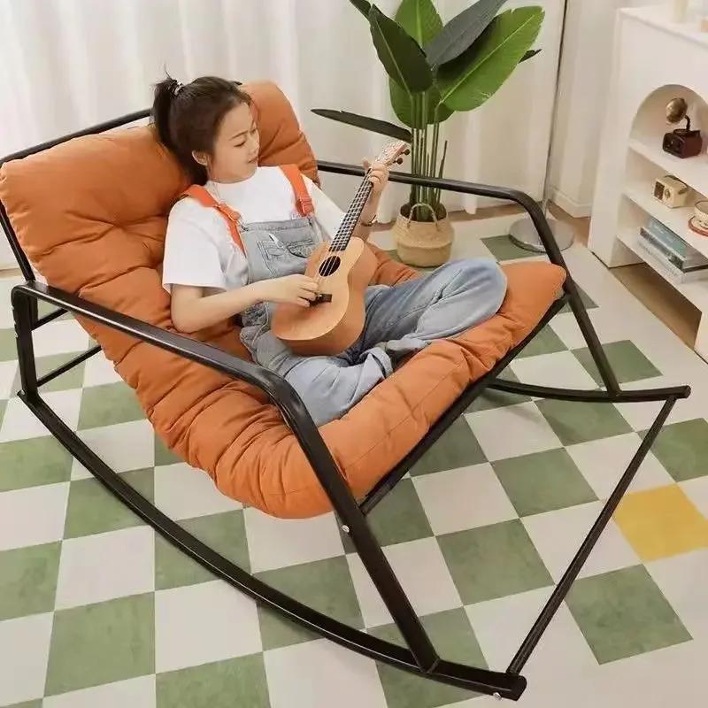 Adjustable Double Rocking Chair for Adults Leisure Chaise Lounge for Balcony and Home Large Folding Rocking Chair