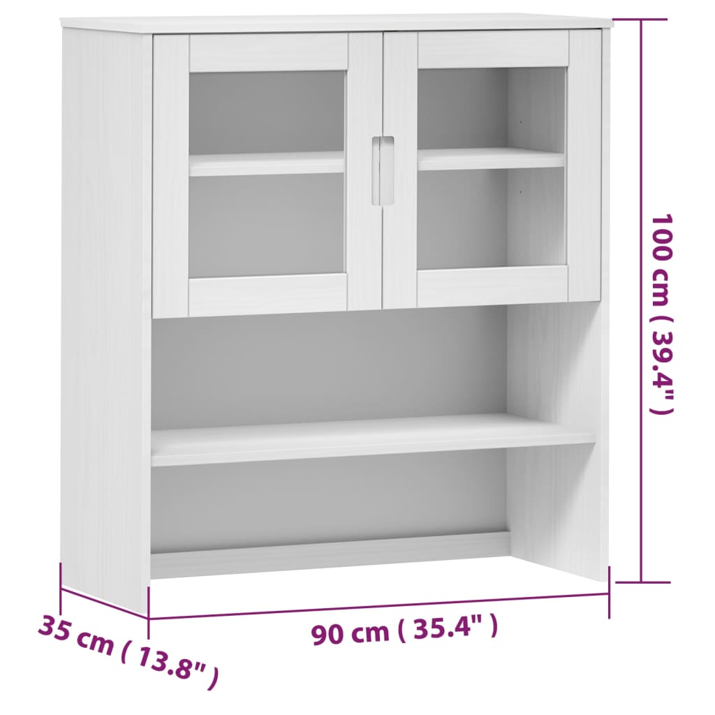 Vidaxl Nadstawka Molde, Biała, 90X35X100 Cm, Lite Drewno Sosnowe