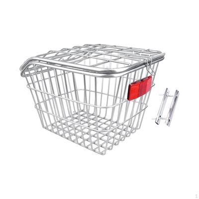 Rear Bike Basket Cycling Rack Carrier with Reflector and Lid for Hiking Child Folding